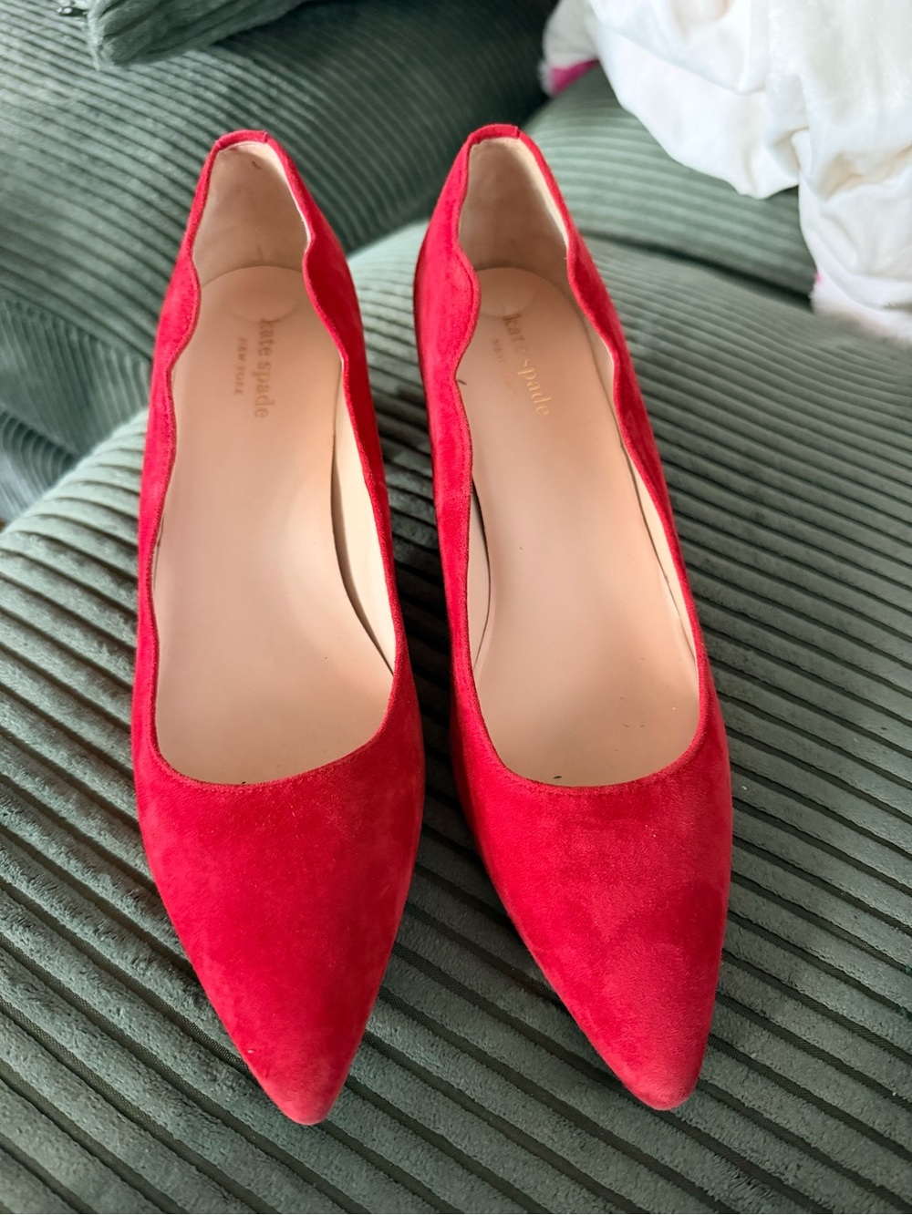 Kate Spade New York Red Suede Scalloped Pumps 7.5